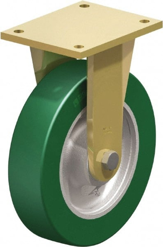 Blickle 754233 Rigid Top Plate Caster: Polyurethane-Elastomer Blickle Softhane, 10" Wheel Dia, 2-23/64" Wheel Width, 2,640 lb Capacity, 12" OAH