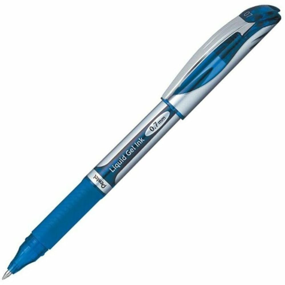 PENTEL OF AMERICA, LTD. BL57C Pentel EnerGel Deluxe Liquid Gel Pen, Medium Point, 0.7 mm, Silver Barrel, Blue Ink