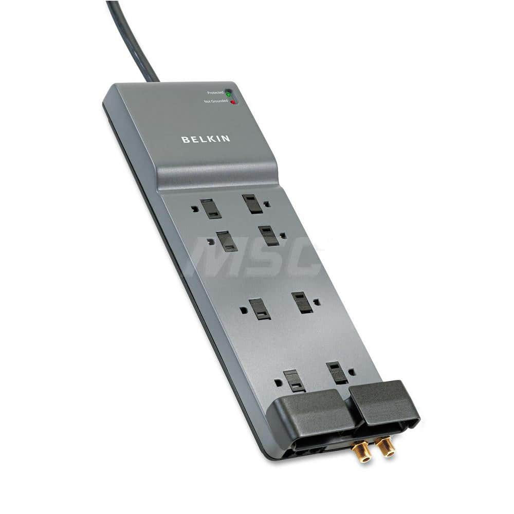 Belkin BLKBE10823012 Power Outlet Strips; Amperage: 15.0 ; Voltage: 125V ; Material: Plastic ; Number Of Outlets: 8 ; Cord Length (Feet): 12 ; Color: Dark Gray