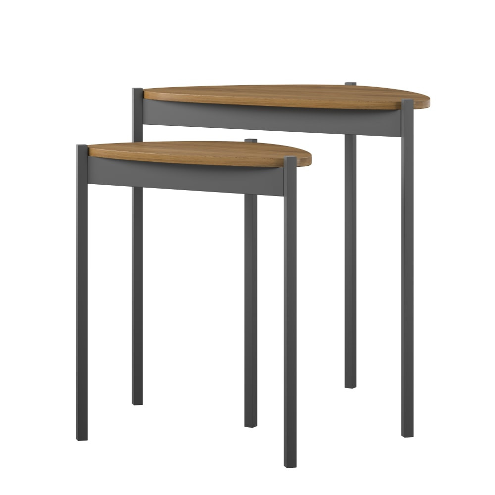 AMERIWOOD INDUSTRIES, INC. Ameriwood Home 3307196COM  Novogratz Tallulah Nesting Tables, 24inH x 23-13/16inW x 15-3/4inD, Gray/Walnut, Set Of 2 Tables