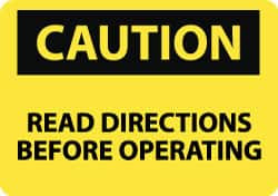 AccuformNMC Accident Prevention Sign: Rectangle, "Caution, READ DIRECTIONS BEFORE OPERATING" C594RB
