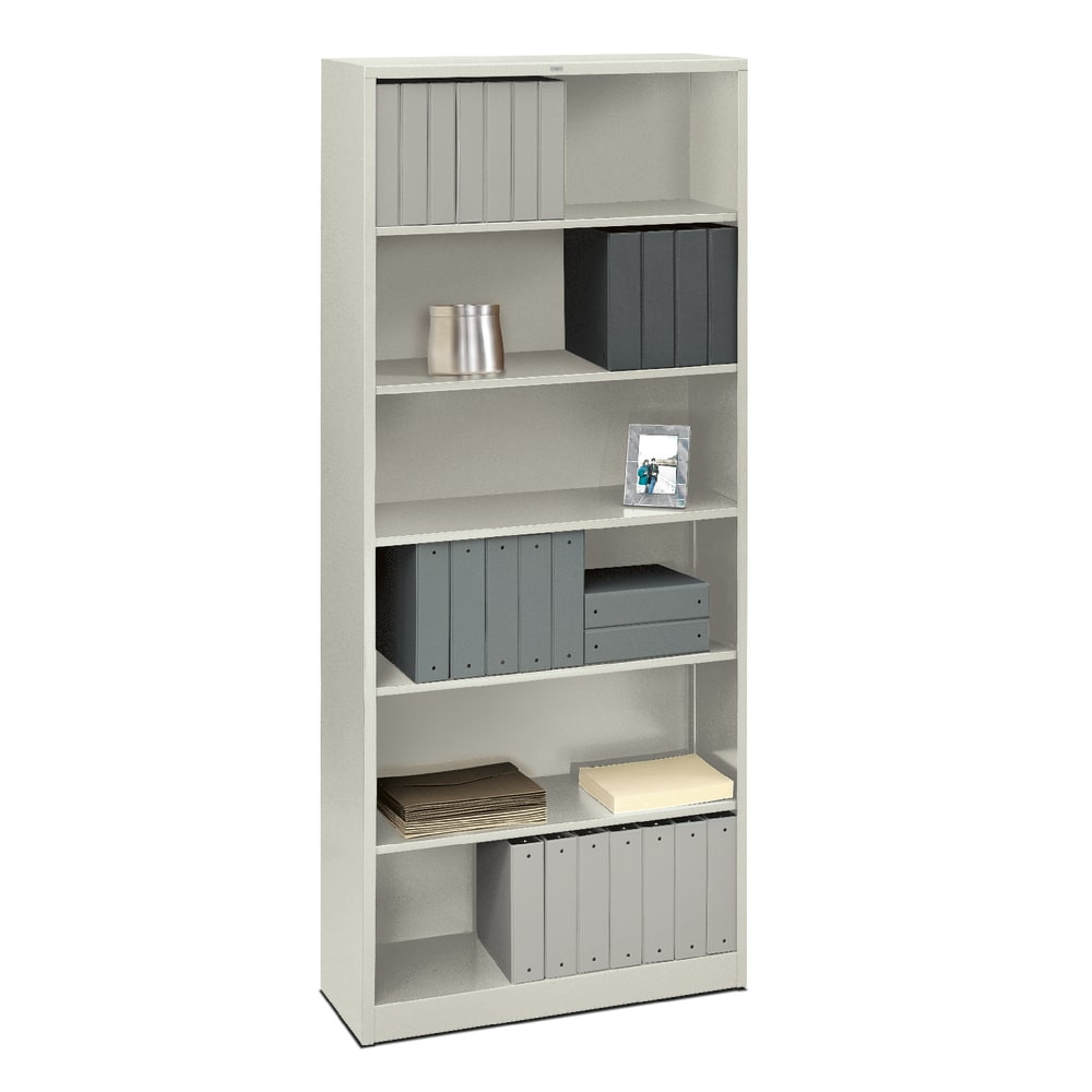 HNI CORPORATION S82ABCQ HON Brigade Steel Modular Shelving Bookcase, 6 Shelves (4 Adjustable), 81-1/8inH x 34-1/2inW x 12-5/8inD, Light Gray