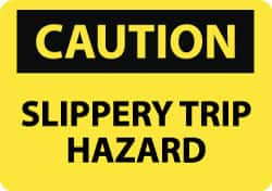 AccuformNMC Sign: Rectangle, "Caution - Slippery - Trip Hazard" C605RB