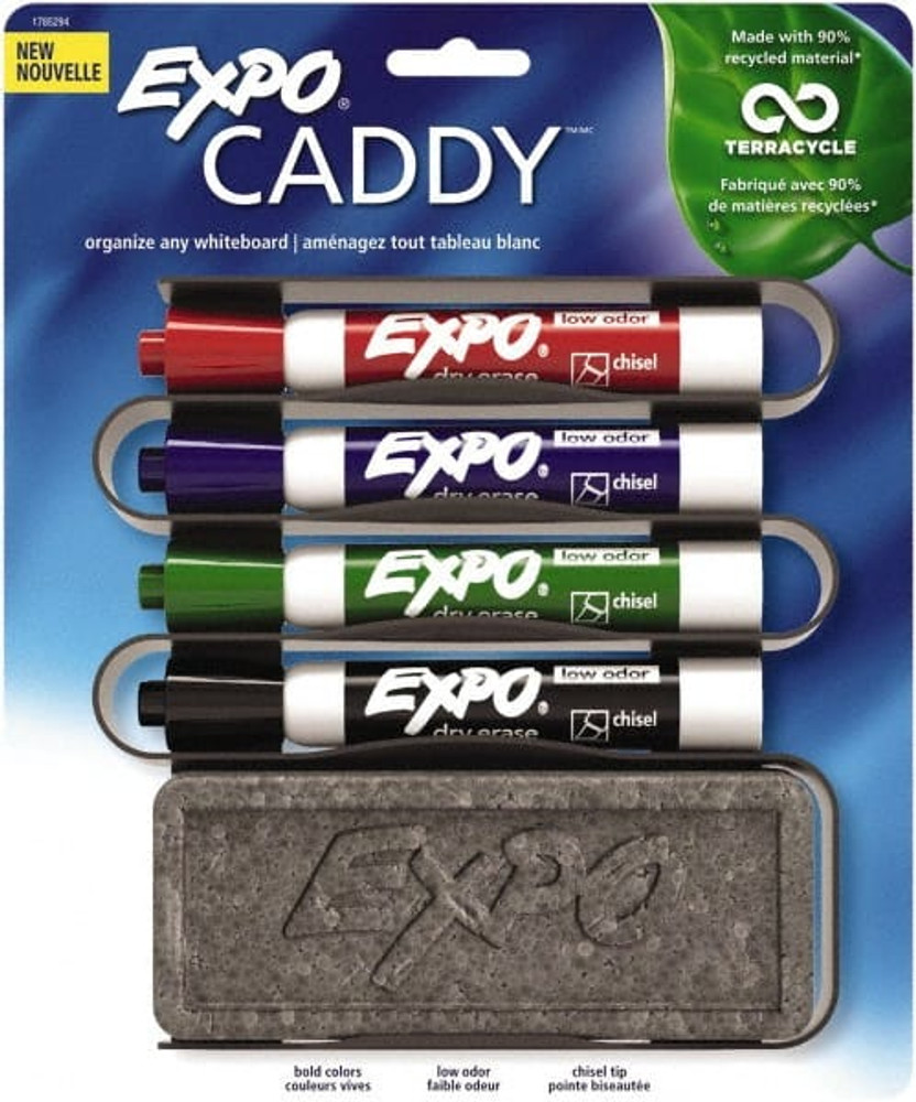 Expo 1785294 Red, Black, Blue & Green Low Odor Chisel Tip Markers 4 Pack Dry Erase Markers