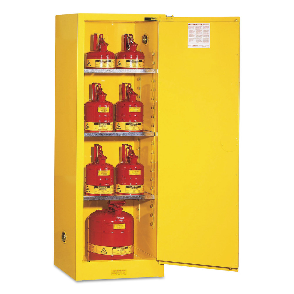 JUSTRITE MANUFACTURING COMPANY, LLC 400-892220 Yellow Slimline Safety Cabinets, Self-Closing Cabinet, 22 Gallon