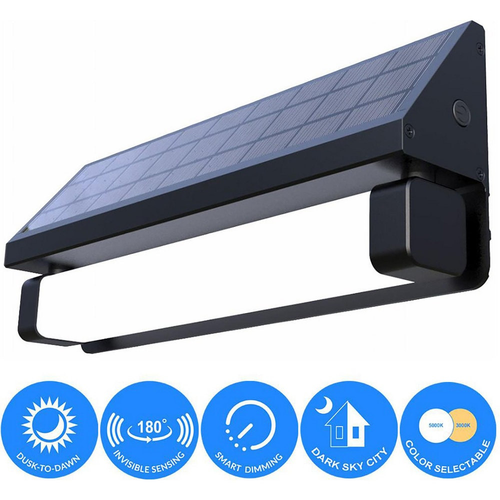 eLEDing EE815WMC Landscape Light Fixtures; Type of Fixture: Solar Path Light ; Mounting Type: Wall ; Lamp Type: LED; Solar ; Housing Material: Polycarbonate ; Housing Color: Black ; Wattage: 40