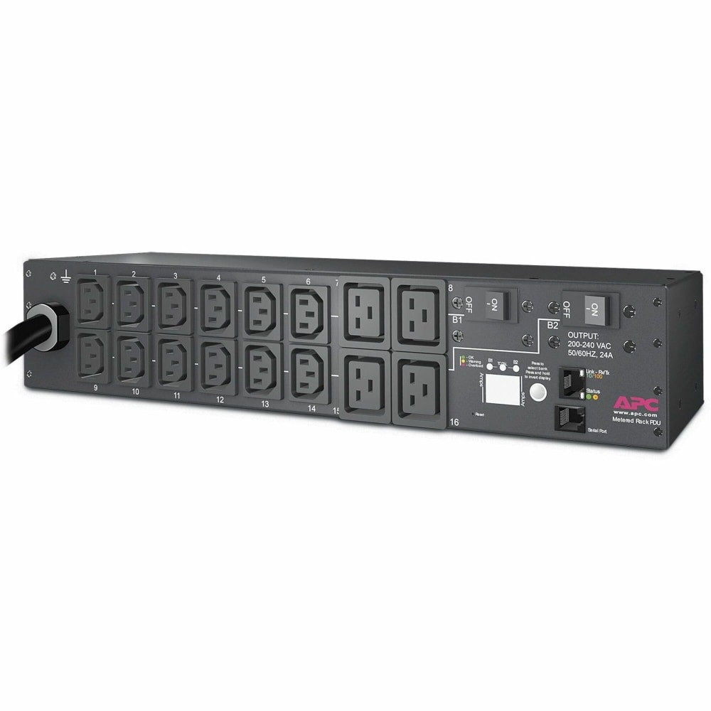 AMERICAN POWER CONVERSION CORP APC AP7811B  by Schneider Electric Rack PDU, Metered, 2U, 30A, 208V, (12) C13s & (4) C19 - Metered - NEMA L6-30P - 12 x IEC 60320 C13, 4 x IEC 60320 C19 - 200 V, 208 V, 230 V - 12 ft Cord Length - 2U - Rack-mountable