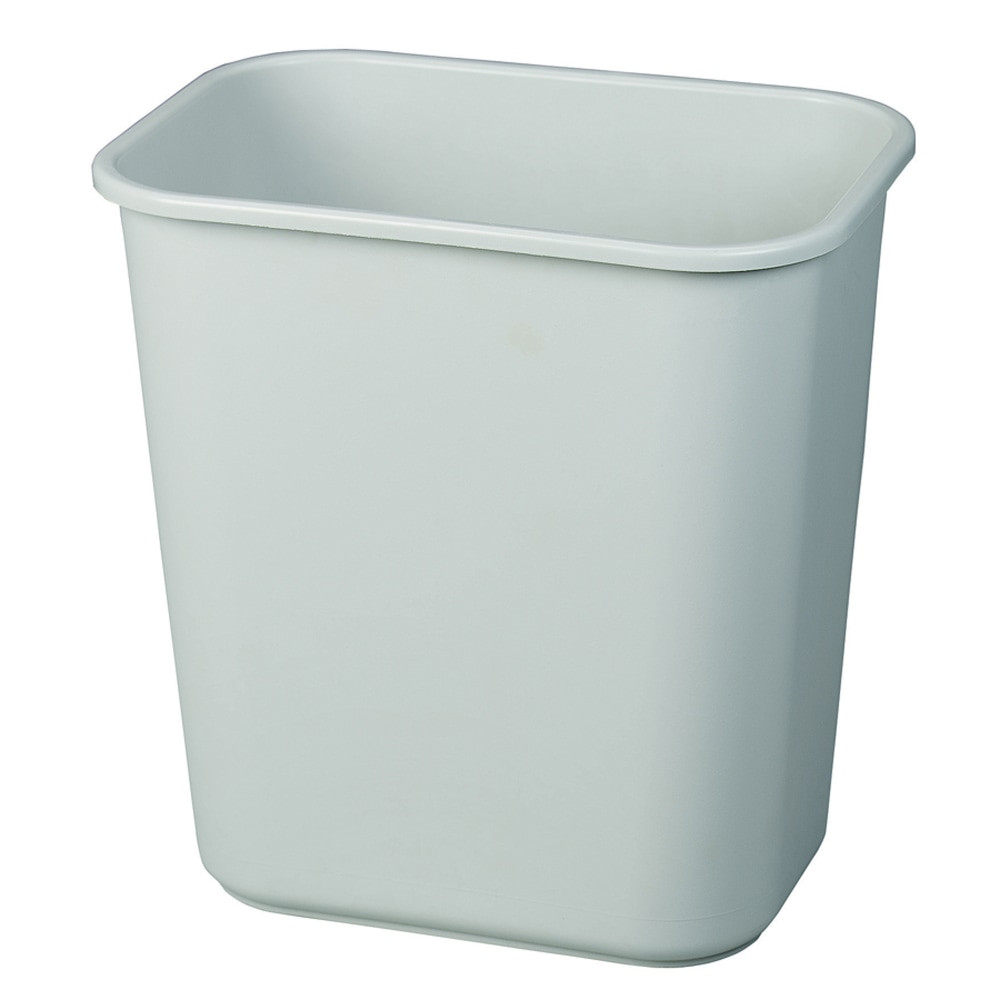 Office trash handling is simple with Rubbermaid Plastic Wastebaskets. Whether you are tossing out snack wrappers or freshly shredded paper, the streamlined design makes this Rubbermaid wastebasket an easy fit in most offices, kitchens and meeting rooms, and the tough build is made to last.  LLDPE construction resists dents, crushing and chipping.  Soft radius corners and rolled edges.  Easy to clean.  Works with most shredders (sold separately).Backed by the manufacturers 1-year limited warranty.  7-gallon trash can is finished in gray.