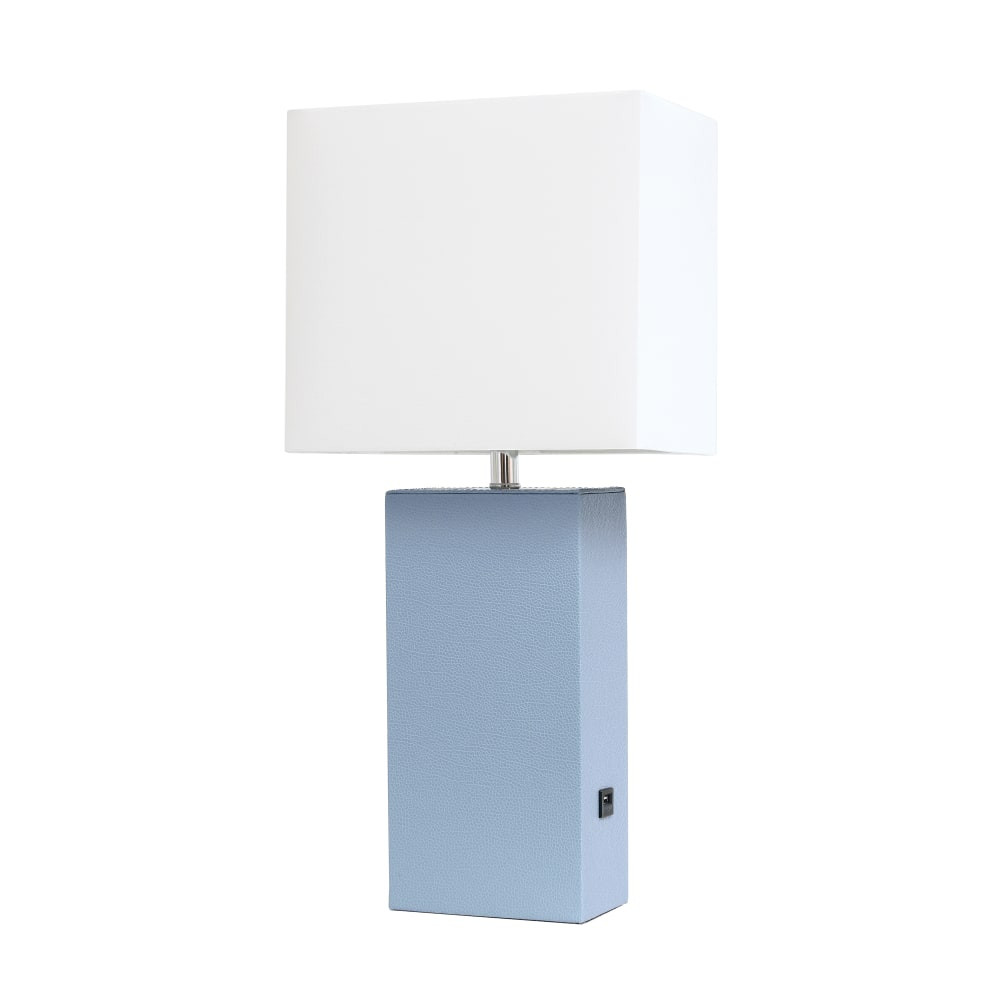 ALL THE RAGES INC Lalia Home LHT-3012-PW  Lexington Table Lamp With USB Charging Port, 21inH, White/Periwinkle
