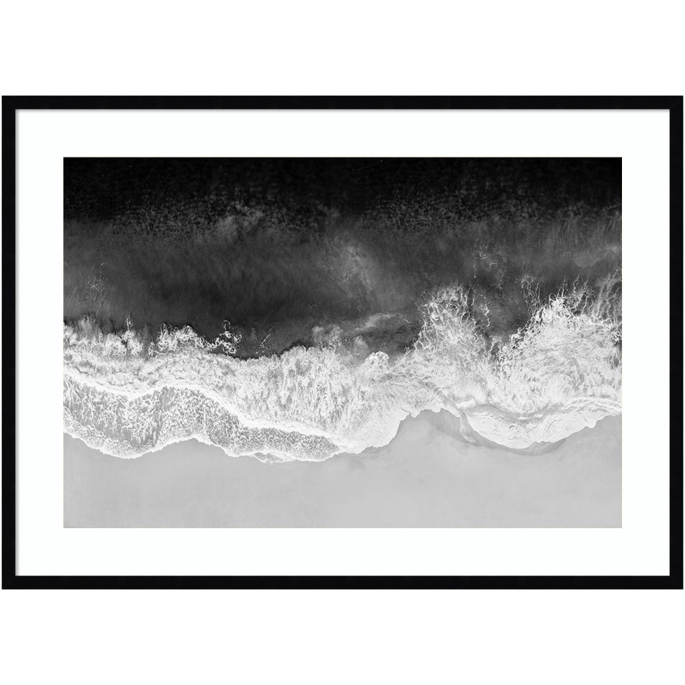 UNIEK INC. A42705529655 Amanti Art Waves In Black And White by Maggie Olsen Wood Framed Wall Art Print, 41inW x 30inH, Black