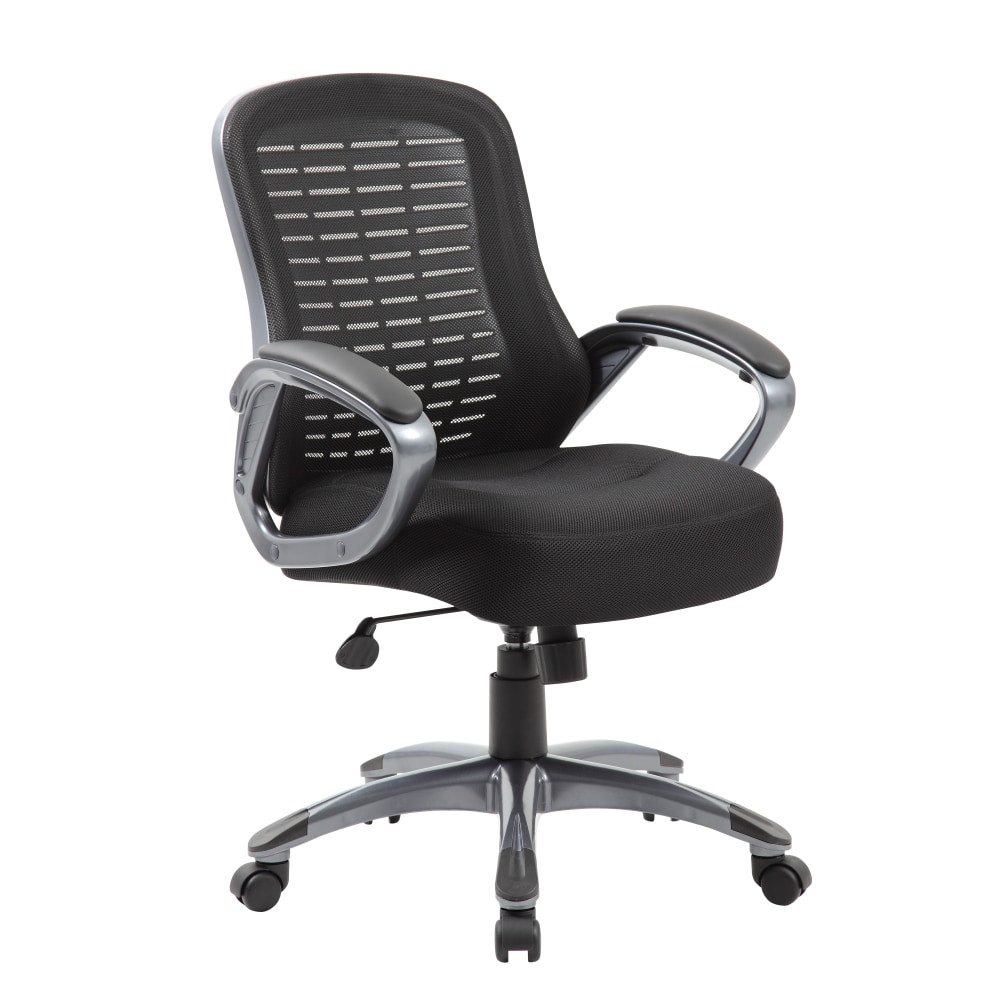 NORSTAR OFFICE PRODUCTS INC. B6756-BK Boss Office Products Ribbed Mesh High-Back Task Chair, Black