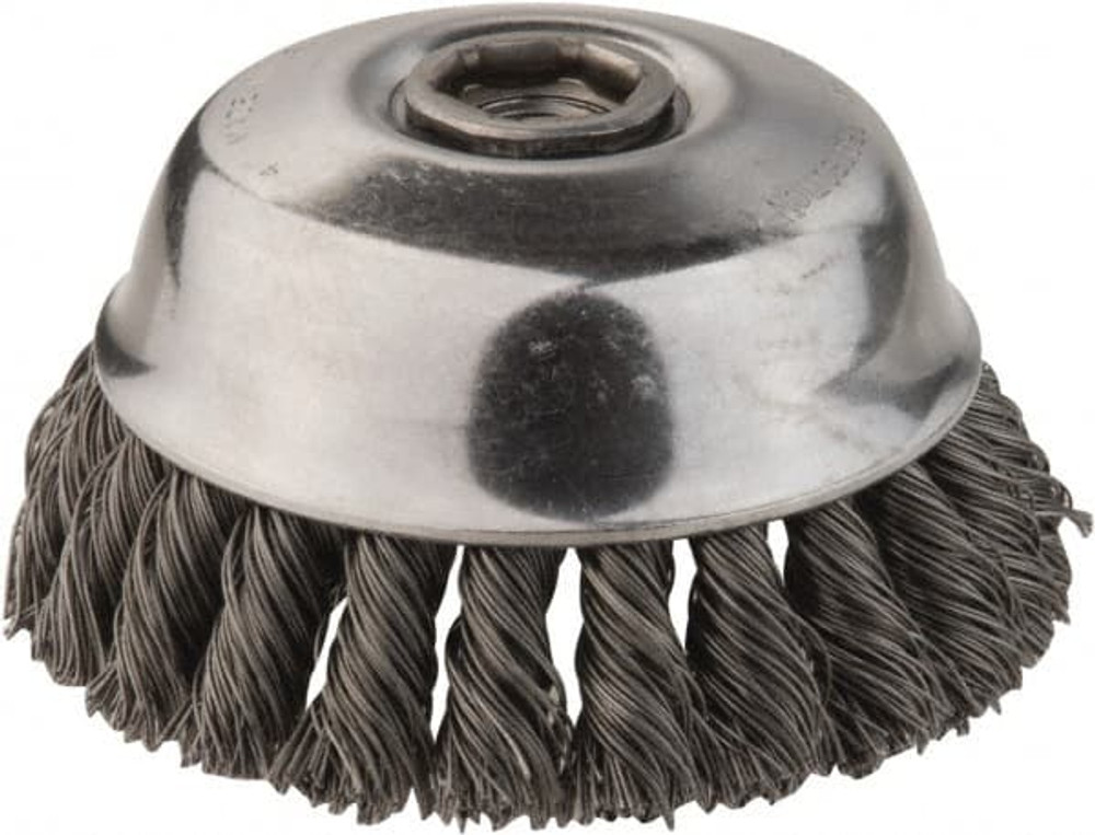 DeWALT DW49158 Cup Brush: 4" Dia, 0.02" Wire Dia, Steel, Knotted