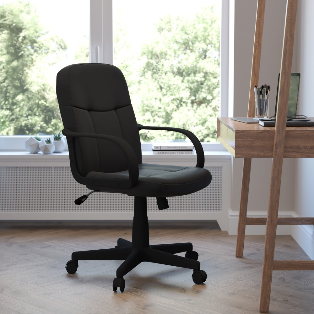 FLASH FURNITURE H8020-GG  Glove Vinyl Mid-Back Chair, Black