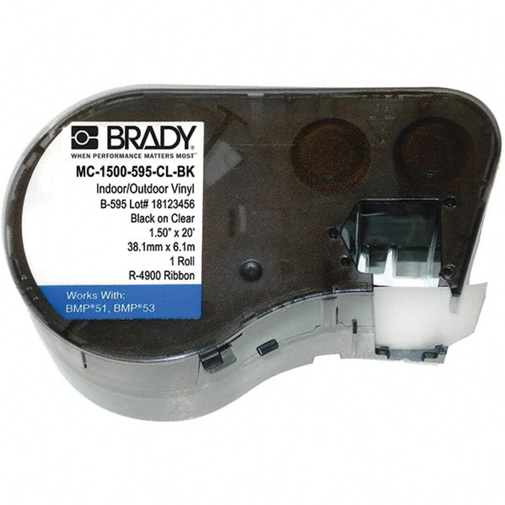 Brady 143366 Label Maker Label: Black & Clear, Vinyl, 1 Roll