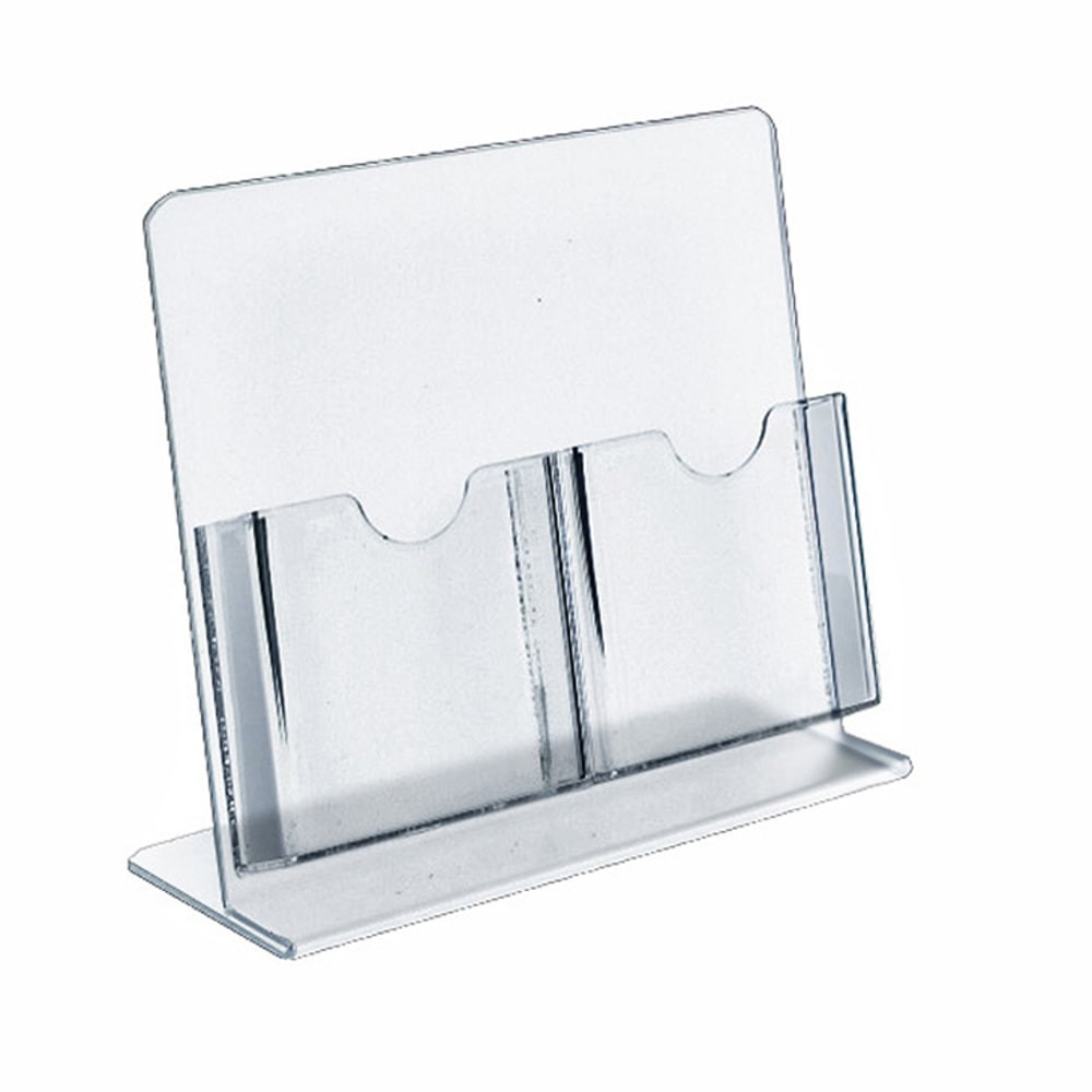 AZAR DISPLAYS 222975-2PK  Slant-Back Brochure Holders, 2 Pocket, 8 1/2inH x 9inW x 4inD, Clear, Pack Of 2 Holders