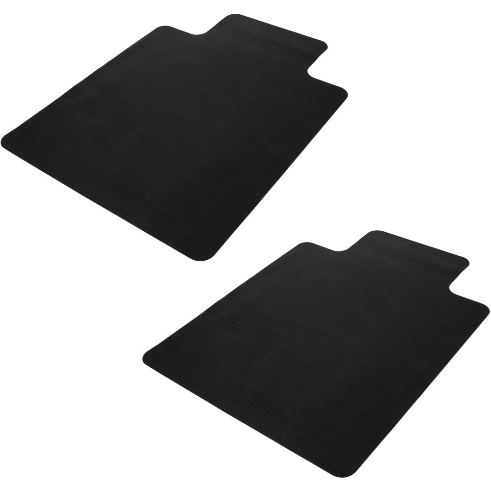 This PVC floor mat is designed for use on hardwood, tile, laminate, or vinyl flooring, offering excellent protection against scratches and wear and tear from office chairs. Constructed from pliable and durable PVC, this mat is far less likely to tear or crack compared to conventional mats. The flexible mat may take some time to lie flat once unrolled. To expedite this, you can roll it in the opposite direction a few times before setting it on the floor.  Stability and grip: The non-skid surface of this plastic mat ensures that your chair stays in place, allowing you to move freely without worrying about slippage  Floor protection: Made from strong, thin, and durable polypropylene, this floor mat provides a protective layer that prevents damage to your flooring, keeping it in pristine condition  Safe and versatile material: Crafted from polypropylene, a flexible thermoplastic polymer commonly used in household items, this mat is safe and suitable for various applications  Enhanced comfort: Long hours of sitting at a desk can lead to discomfort and pain. This floor mat allows for easy movement, helping you find a comfortable position and reducing strain on your back and neck  Optimal dimensions: Designed to complement your favorite computer chair, this PVC mat measures 47.5 inches long x 35.5 inches wide x 0.1 inch tall (121.9 x 91.1 centimeters), providing ample coverage for your workspace