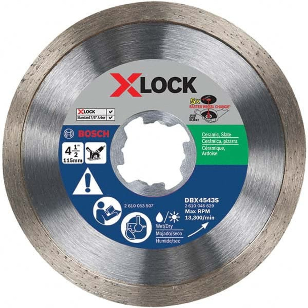 Bosch DBX4543S Wet & Dry Cut Saw Blade: 4-1/2" Dia, 7/8" Arbor Hole, 0.25" Kerf Width