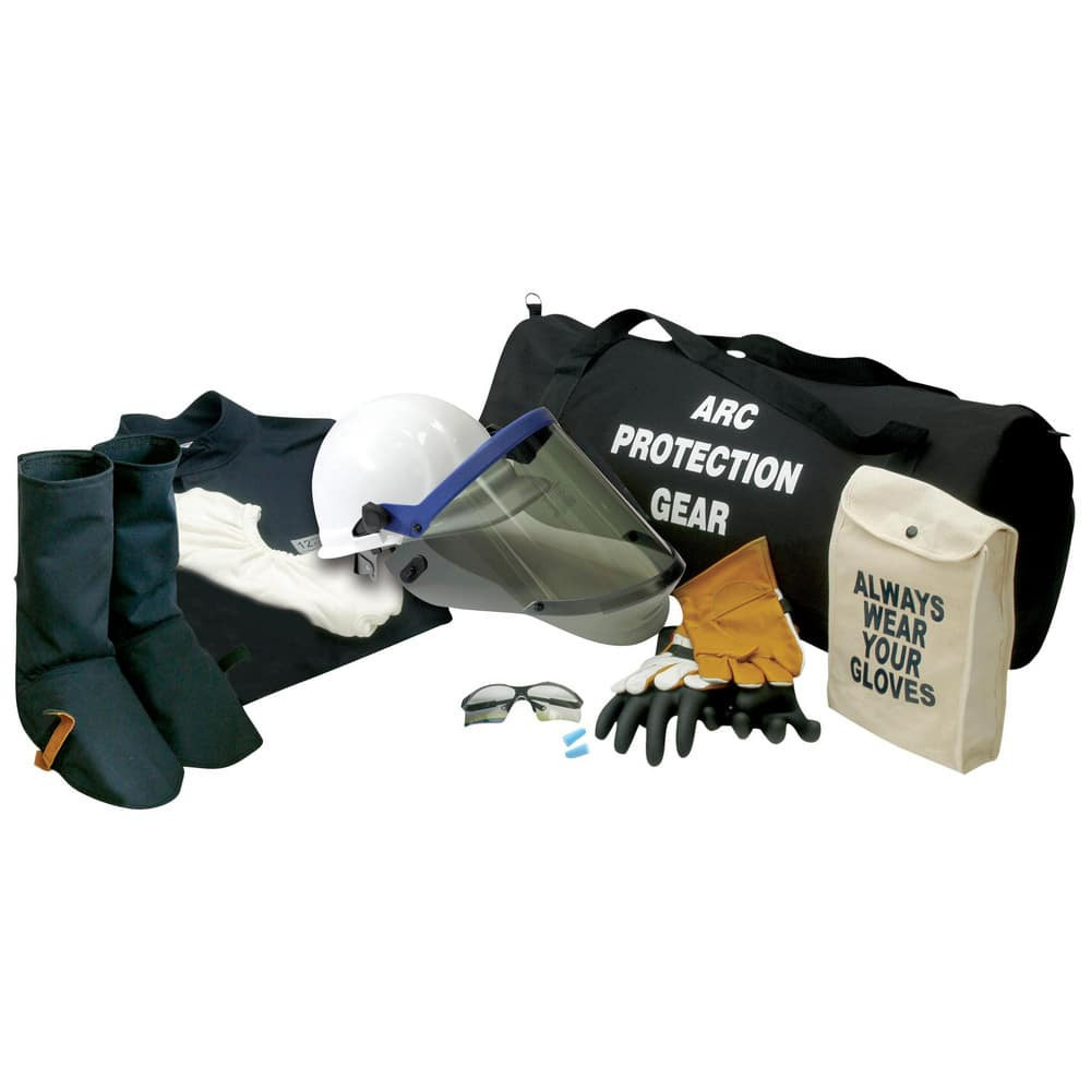 Chicago Protective Apparel AG12-CL-M-9 Arc Flash Clothing Kits; Protection Type: Arc Flash ; Garment Type: Coat; Hoods; Leggings ; Maximum Arc Flash Protection (cal/Sq. cm): 12.00 ; Size: Medium ; Glove Type: Electrical Protection Gloves