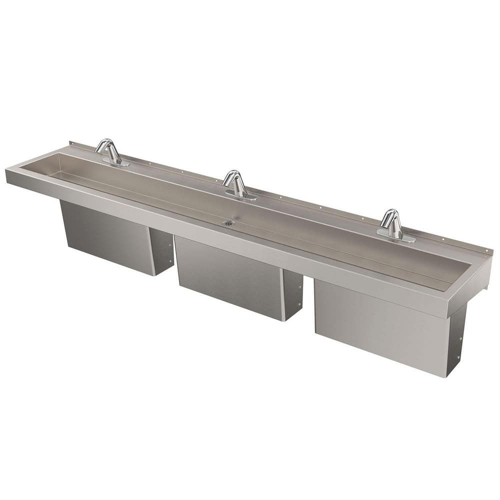 Acorn Engineering DSW390-TC3-F60 Trough Sink: Wall Mount, H&C Wristblade Gooseneck Faucet, 1 Compartment, 304 Stainless Steel