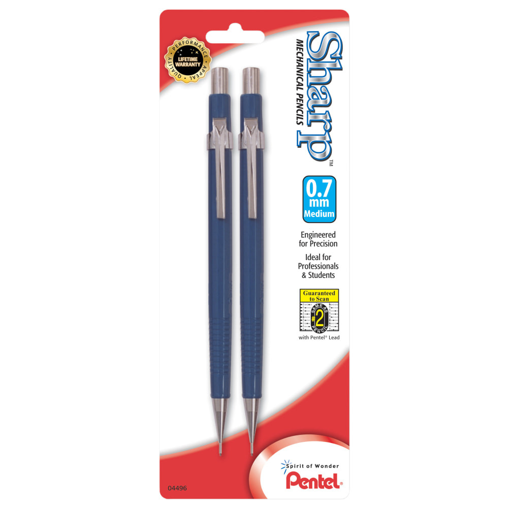 PENTEL OF AMERICA, LTD. Pentel P207BP2-K6  Sharp Mechanical Pencil, 0.7mm, #2 Lead, Blue Barrel, Pack Of 2