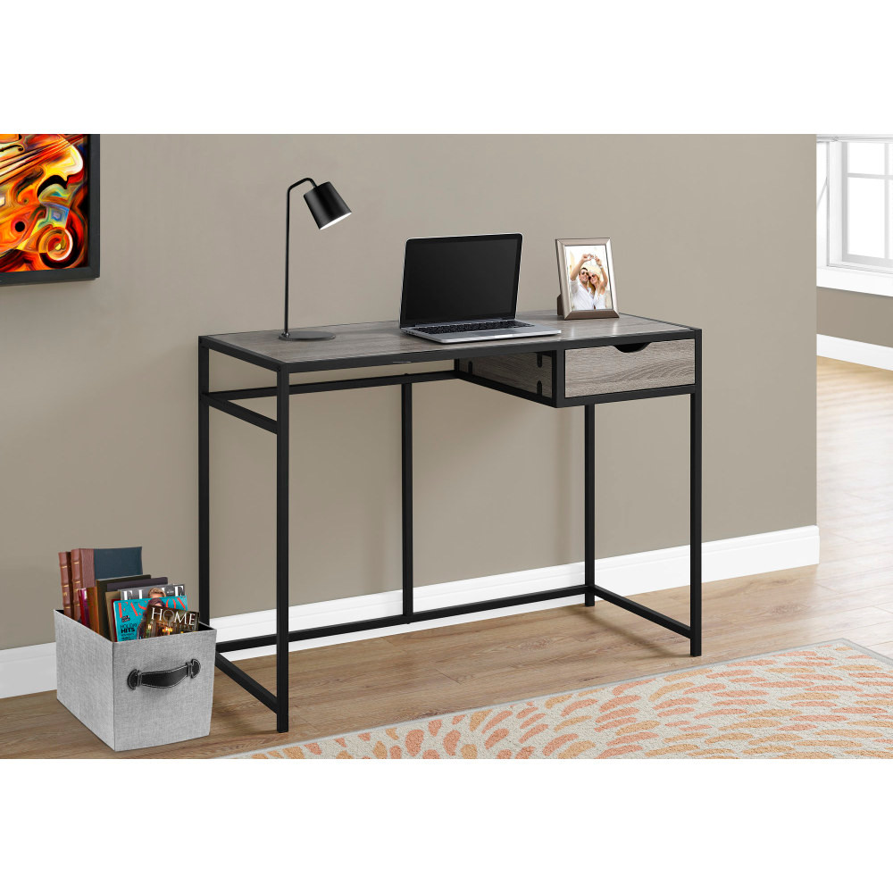 MONARCH PRODUCTS I 7221 Monarch Specialties 43inW Metal Computer Desk, Black/Dark Taupe