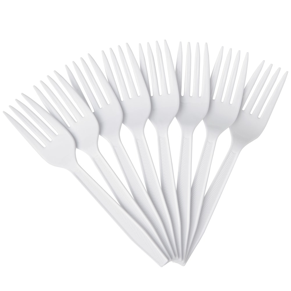 OFFICE DEPOT Highmark 3585490688  Plastic Utensils, Medium-Size Forks, White, Box Of 1,000 Forks