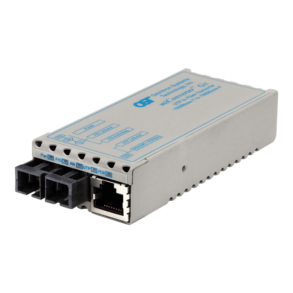 OMNITRON SYSTEMS TECHNOLOGY, INC. Omnitron 1202-0-0  miConverter Gx - Fiber media converter - GigE - 1000Base-T, 1000Base-X - RJ-45 / SC multi-mode - up to 1800 ft - 850 nm
