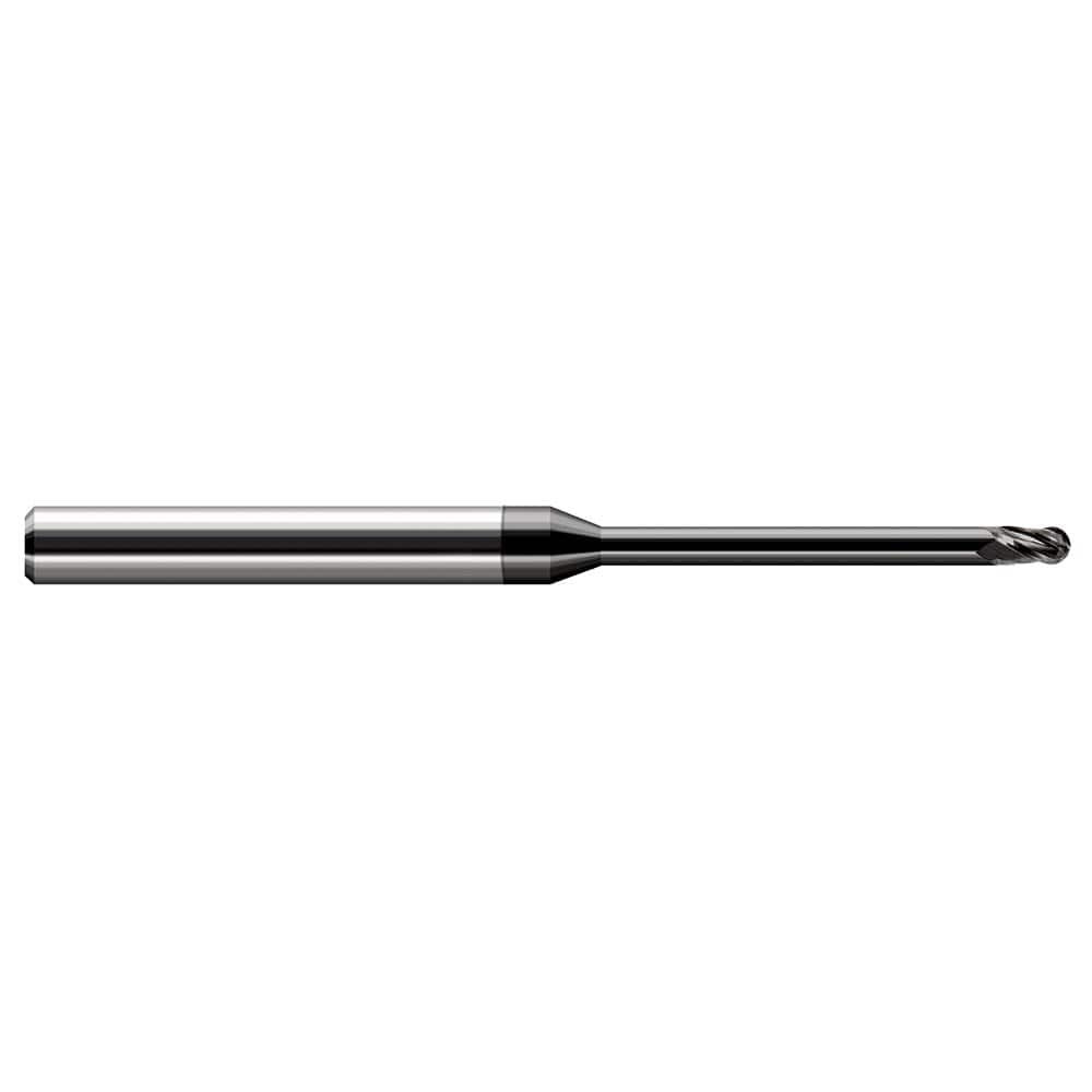 Harvey Tool 35610-C4 Ball End Mill: 0.01" Dia, 0.015" LOC, 3 Flute, Solid Carbide