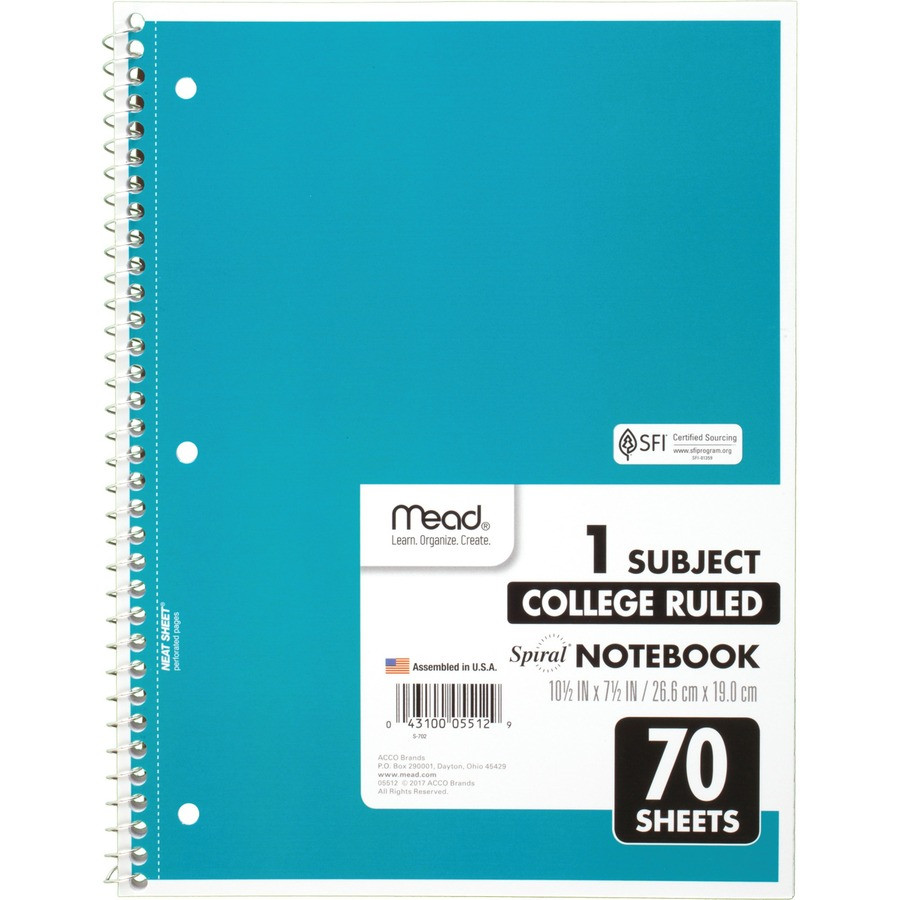 ACCO Brands Corporation Mead 05512 Mead One-subject Spiral Notebook