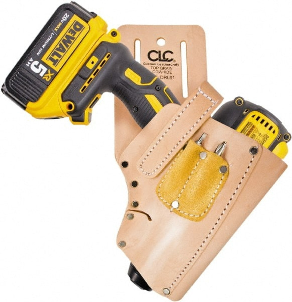 CLC DRL91 Tool Holster: 3 Pockets, Leather, Natural