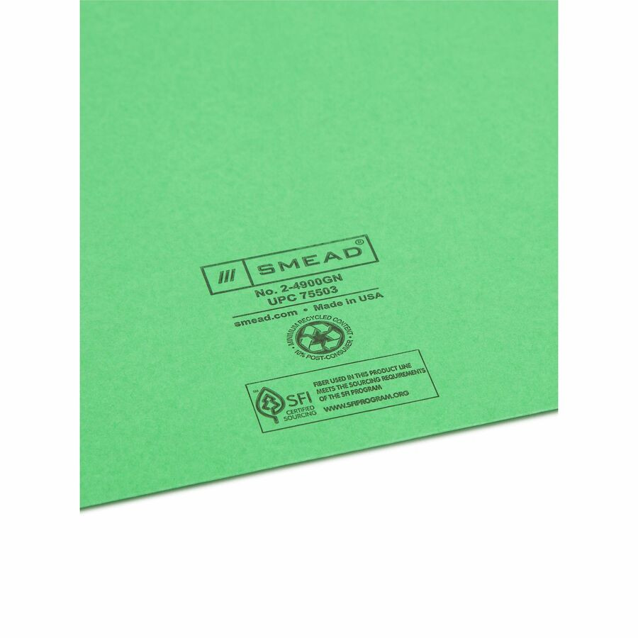 Smead Manufacturing Company Smead 75503 Smead Colored Straight Tab Cut Letter Recycled File Jacket