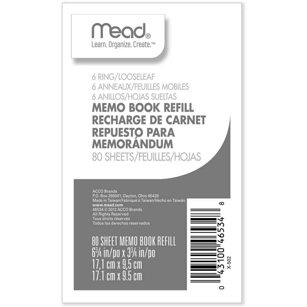 ACCO Brands Corporation Mead 46534 Mead Memo Book Refill Pages