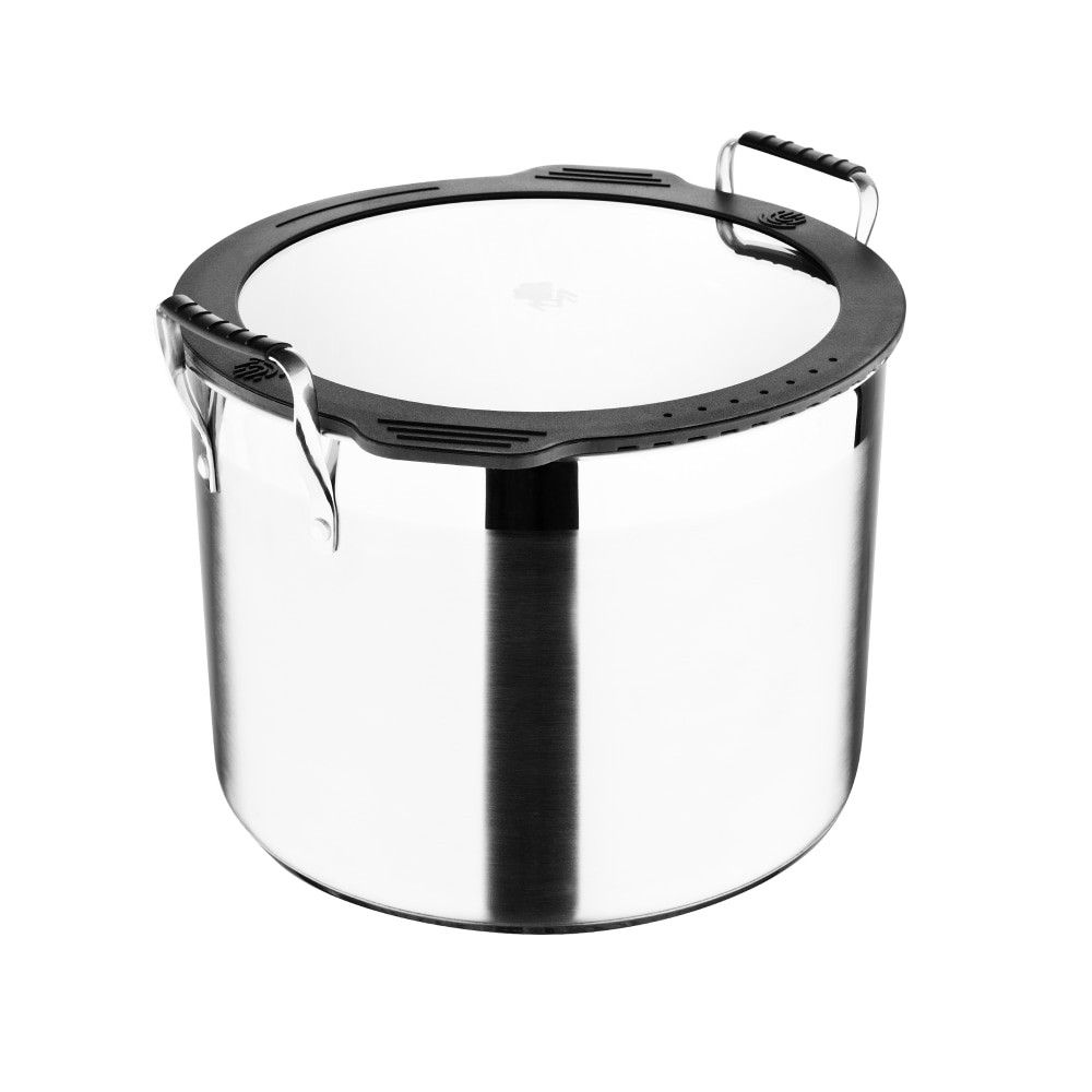 BERGNER US INC. Masterpro MPUS10208STS  Smart Nesting Stainless-Steel Collection Covered Pot, Stock, 13.2 Qt, Stainless Steel