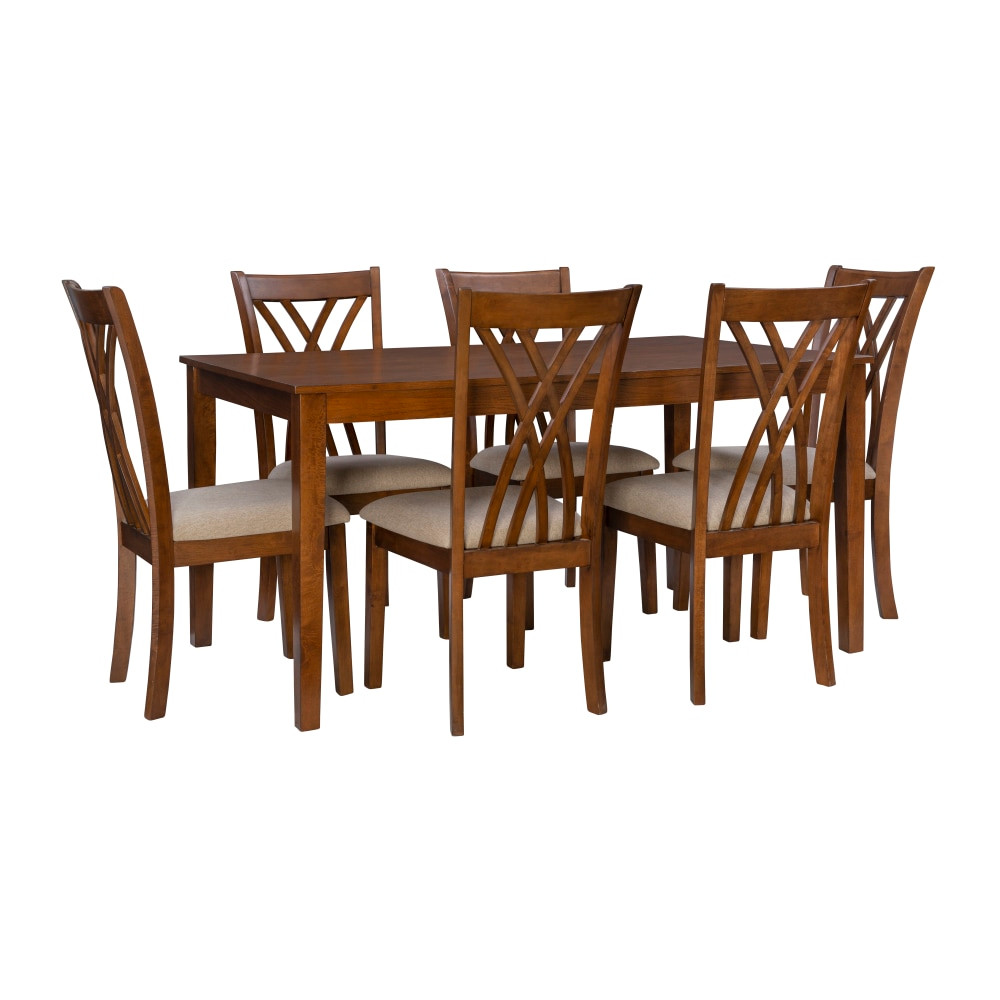 L. POWELL ACQUISITION CORP. Powell ODP2910  Linka 7-Piece Dining Set, Gray/Brown