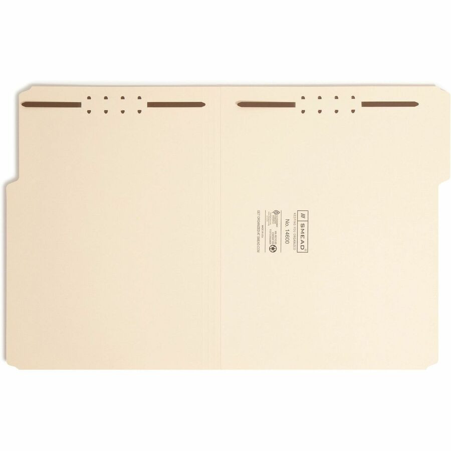 Smead Manufacturing Company Smead 14600 Smead 1/3 Tab Cut Letter Recycled Fastener Folder