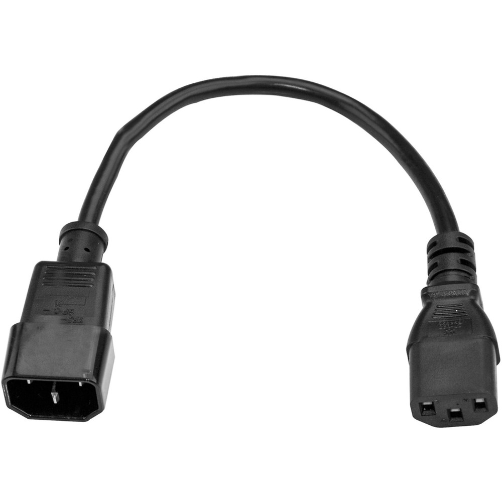 StarTech.com PXT100146 StarTech.com 6ft (1.8m) Heavy Duty Extension Cord, IEC C14 to IEC C13 Black Extension Cord, 15A 125V, 14AWG, Heavy Gauge Power Cable