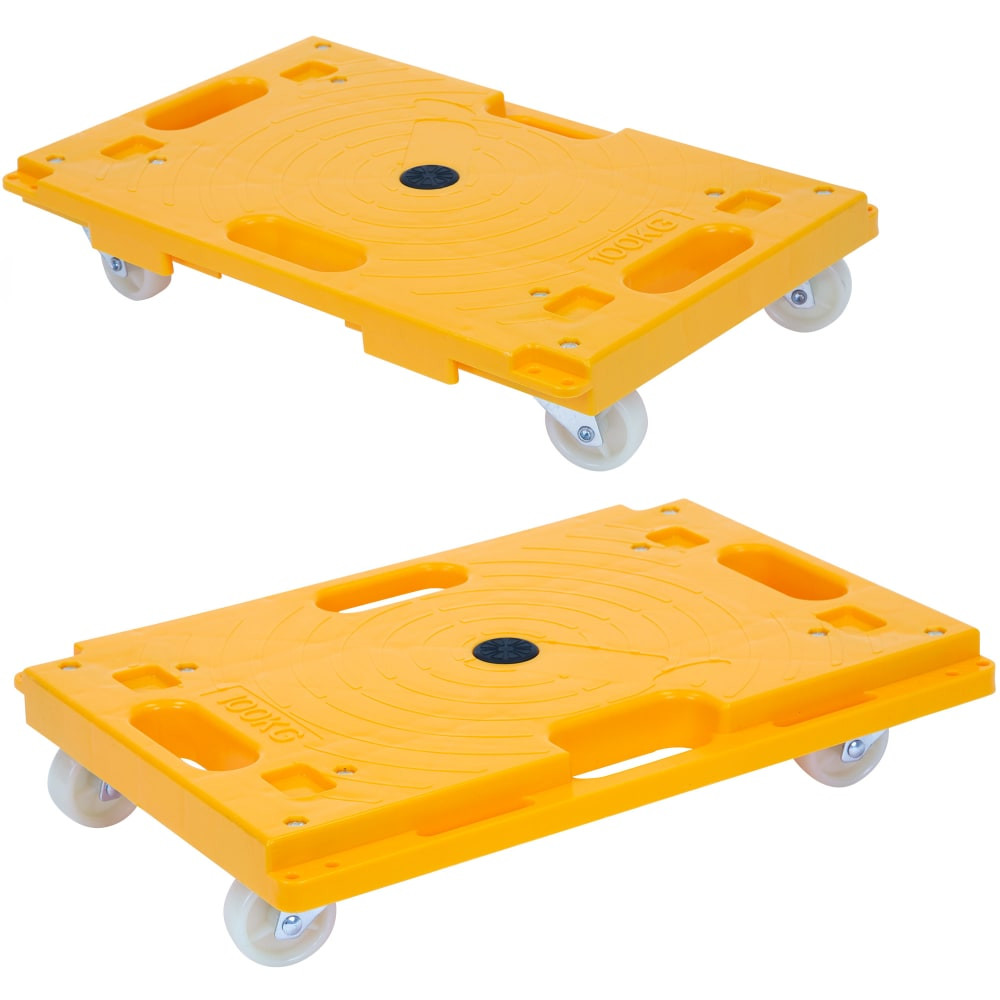 TRANSFORM PARTNERS LLC MI-928 Mount-It! MI-928 Plastic Small Platform Mover Dollies, 3-1/4inH x 16-1/4inW x 11inD, Yellow, Pack Of 2 Dollies