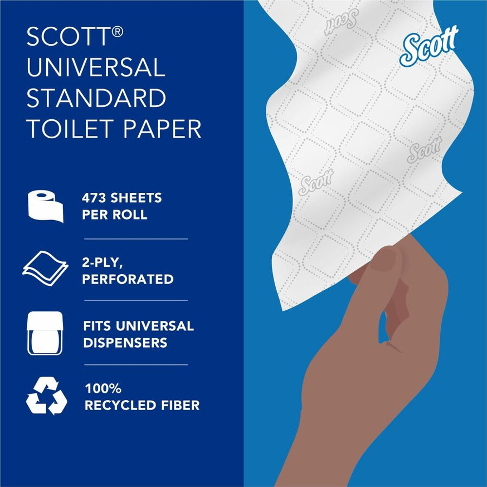 Kimberly-Clark Corporation Scott 13217 Scott Professional 100% Recycled Fiber Standard Roll Toilet Paper with Elevated Design