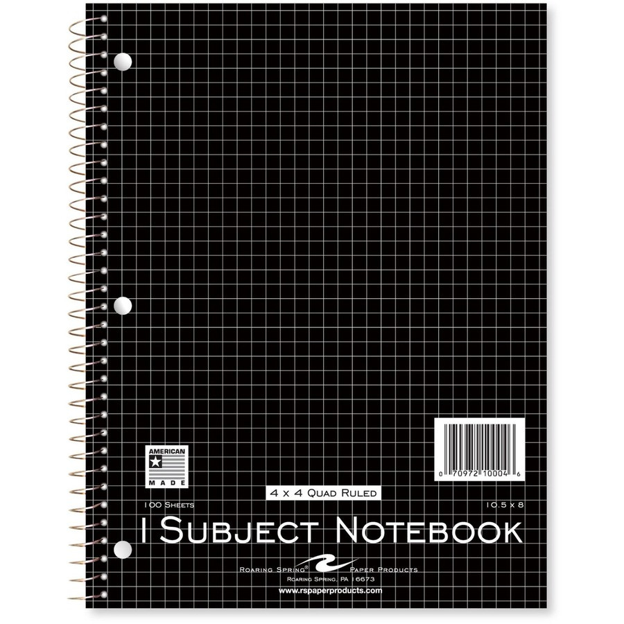 Roaring Spring Paper Products Roaring Spring 10004cs Roaring Spring 4x4 Graph Ruled One Subject Spiral Notebook