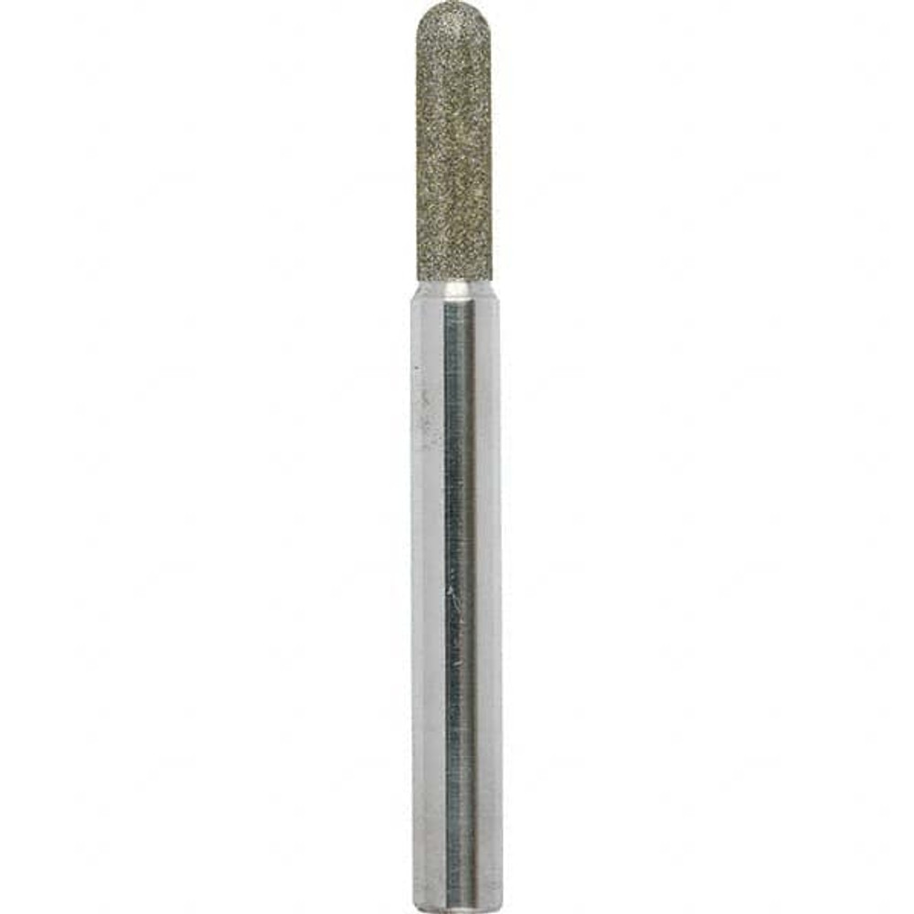 Strauss PCRI1/4-01D#40 Grinding Pins; Head Shape: Ball Nose ; Abrasive Material: Diamond ; Grade: Extra Coarse ; Grit: 40 ; Head Length: 0.75in ; UNSPSC Code: 23131514