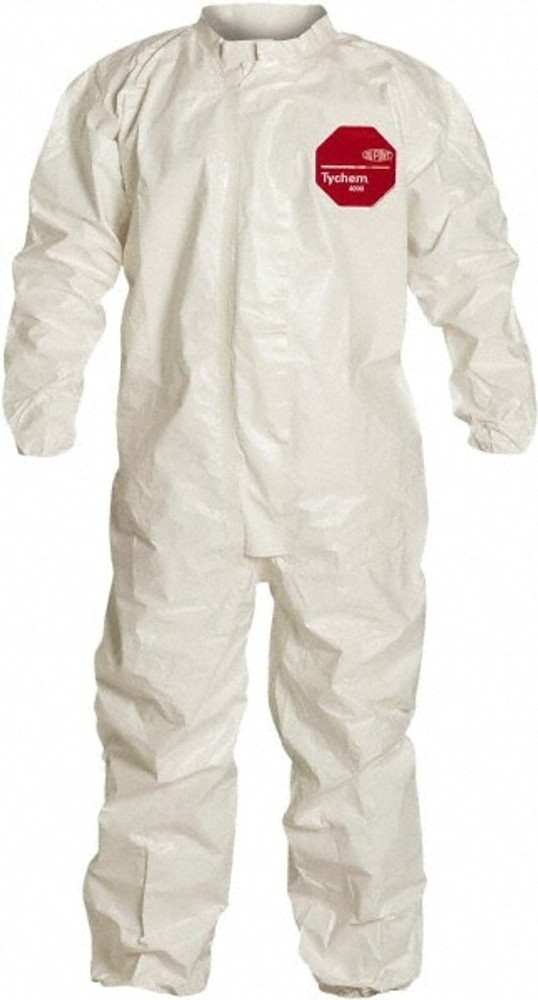 Dupont SL125TWHXL00060 Disposable Coveralls: Size X-Large, 3.6 oz, Storm Flap Closure