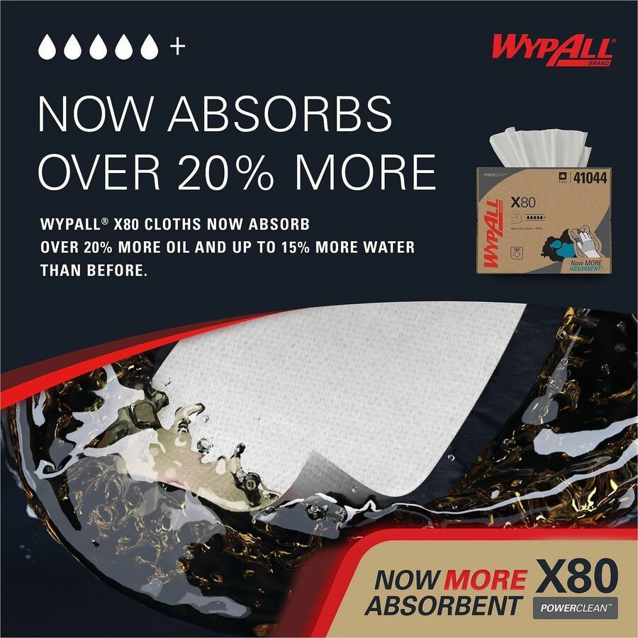 Kimberly-Clark Corporation Wypall 41044 Wypall PowerClean X80 Heavy Duty Cloths - Brag Box