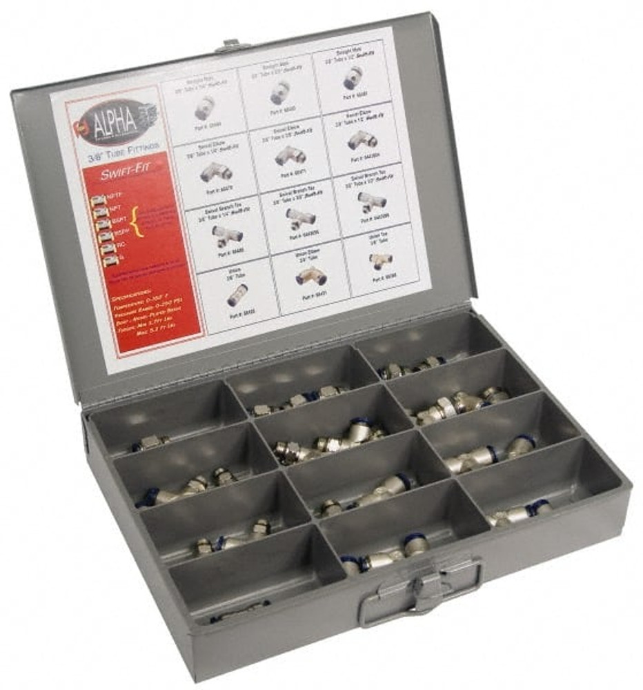 Aignep USA 50861N-12 36 Piece, Swift Fit Push In Fitting Metric Kit