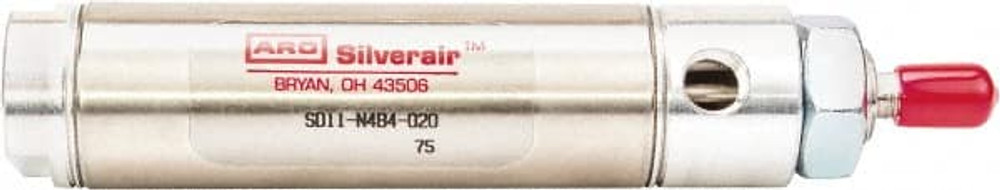 ARO/Ingersoll-Rand SD15-N4B4-010 Double Acting Rodless Air Cylinder: 1-1/2" Bore, 1" Stroke, 200 psi Max, 1/8 NPT Port, Nose Mount