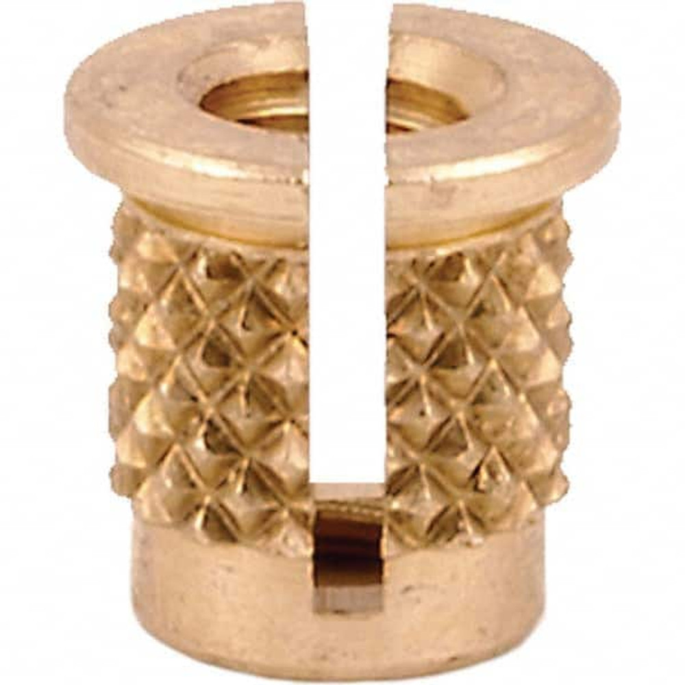 E-Z LOK 260-006-RS Press Fit Threaded Inserts; Product Type: Flanged ; Material: Brass ; Overall Length (Decimal Inch): 0.2500 ; Thread Size: #6-32 ; Insert Diameter (Decimal Inch): 0.2490 ; Hole Diameter (Decimal Inch): 0.188
