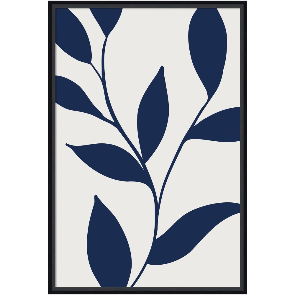 UNIEK INC. Amanti Art A42705511381  Modern Blue Botanical Abstract Print No 1 by The Creative Bunch Studio Wood Framed Wall Art Print, 23inW x 33inH, Black