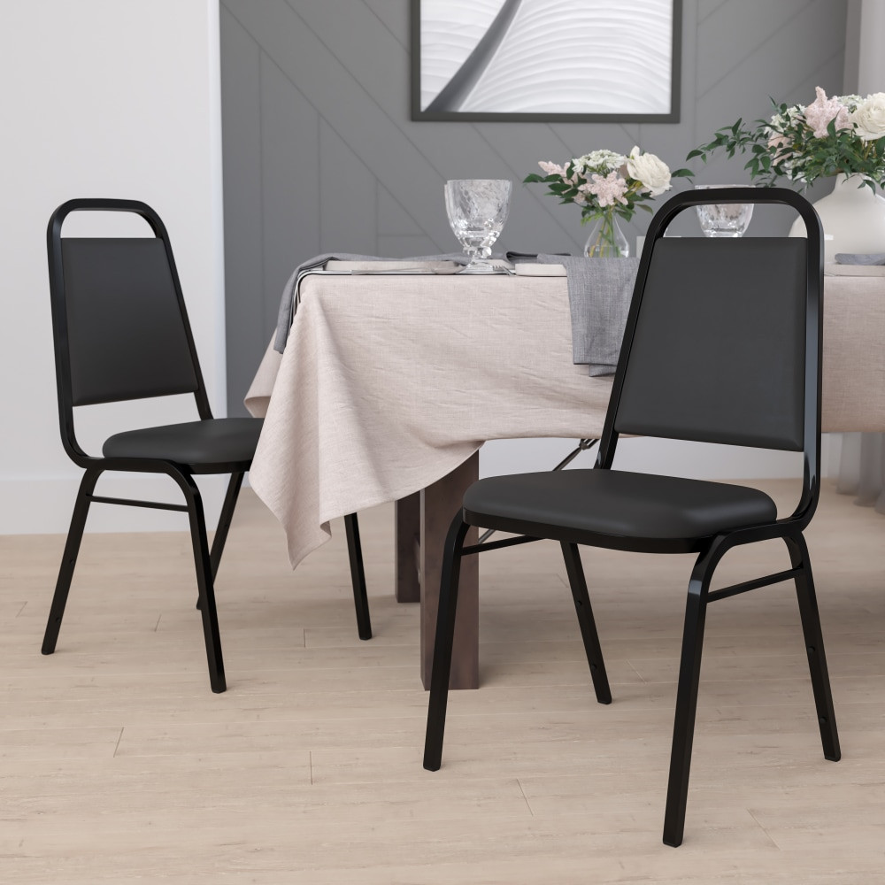 FLASH FURNITURE 4FDBHF2BKVYL  HERCULES Series Stacking Banquet Chairs, Black, Set Of 4 Chairs