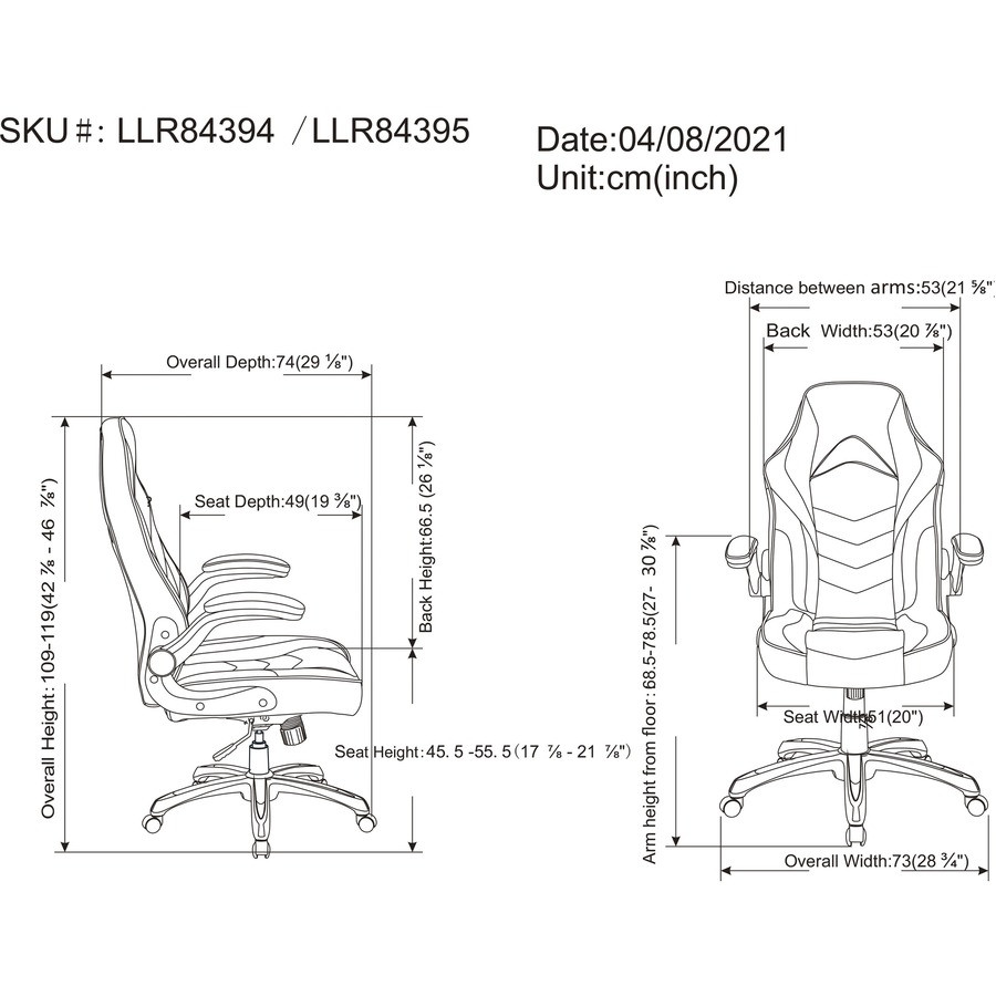 Lorell 84395 Lorell High-Back Gaming Chair