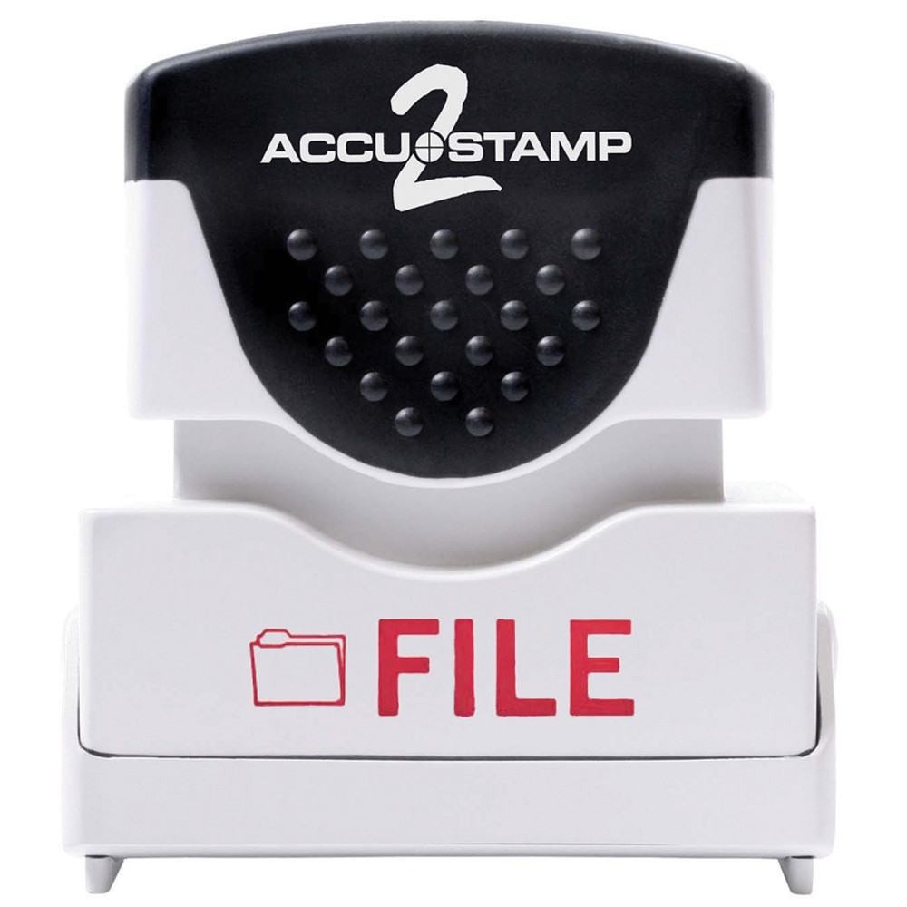 CONSOLIDATED STAMP MFG CO AccuStamp 35576 2 Pre-Inked Message Stamp, "File", Red