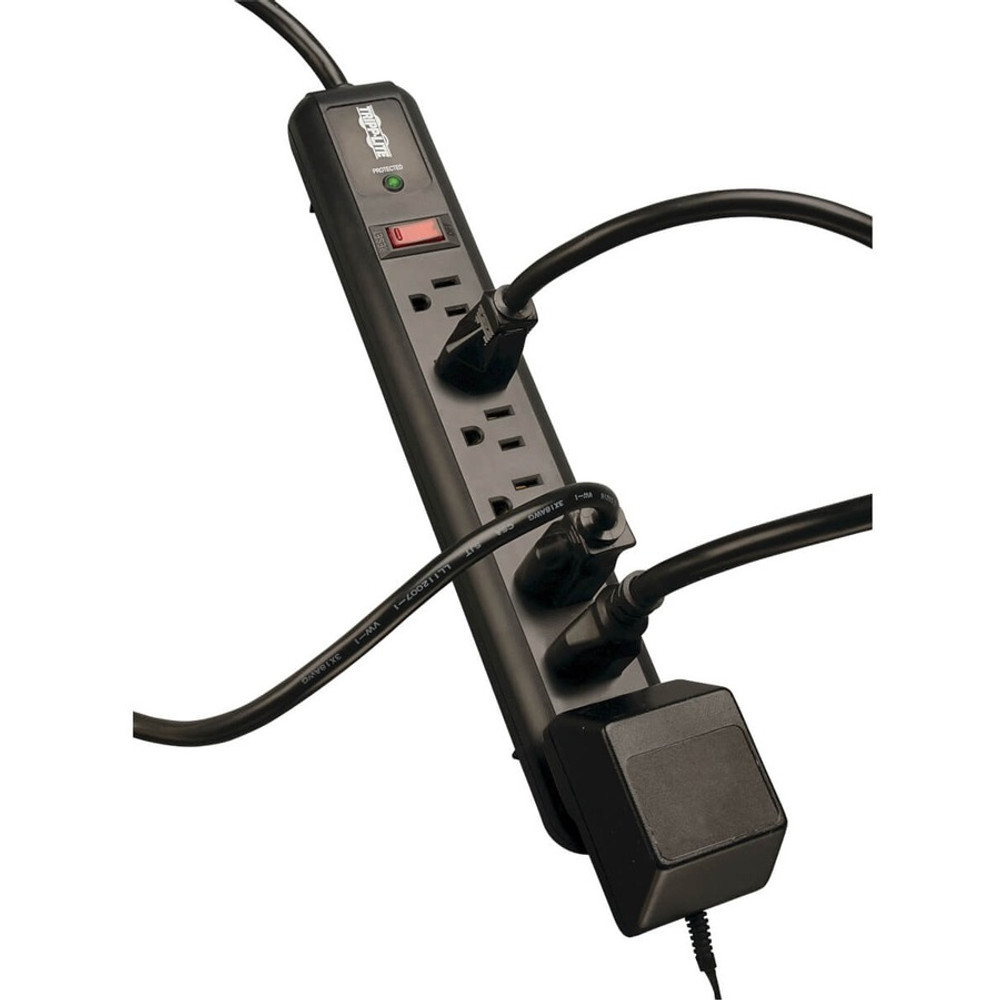 Tripp Lite by Eaton Tripp Lite series TLP74RB Eaton Tripp Lite Series Protect It! 7-Outlet Surge Protector, 6 Right-Angle Outlets, 4 ft. (1.22 m) Cord, 1080 Joules, Diagnostic LED, Black Housing